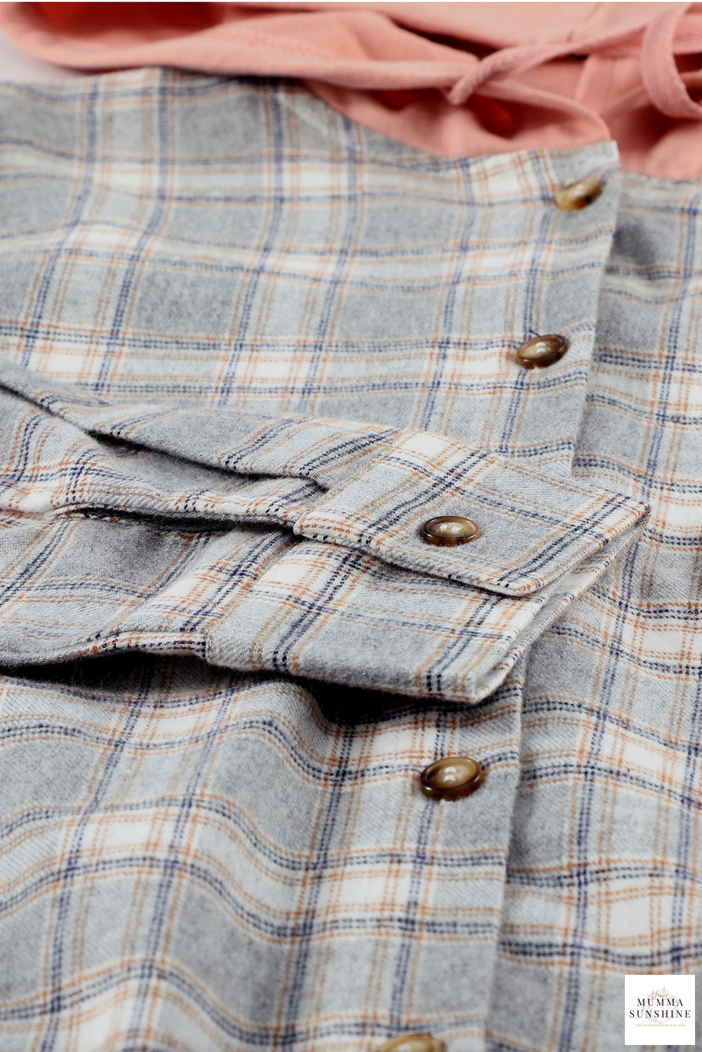 Plaid Drawstring Hooded Shirt Jacket