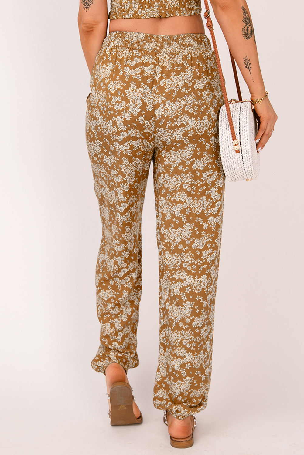 Floral Smocked Waist Pants