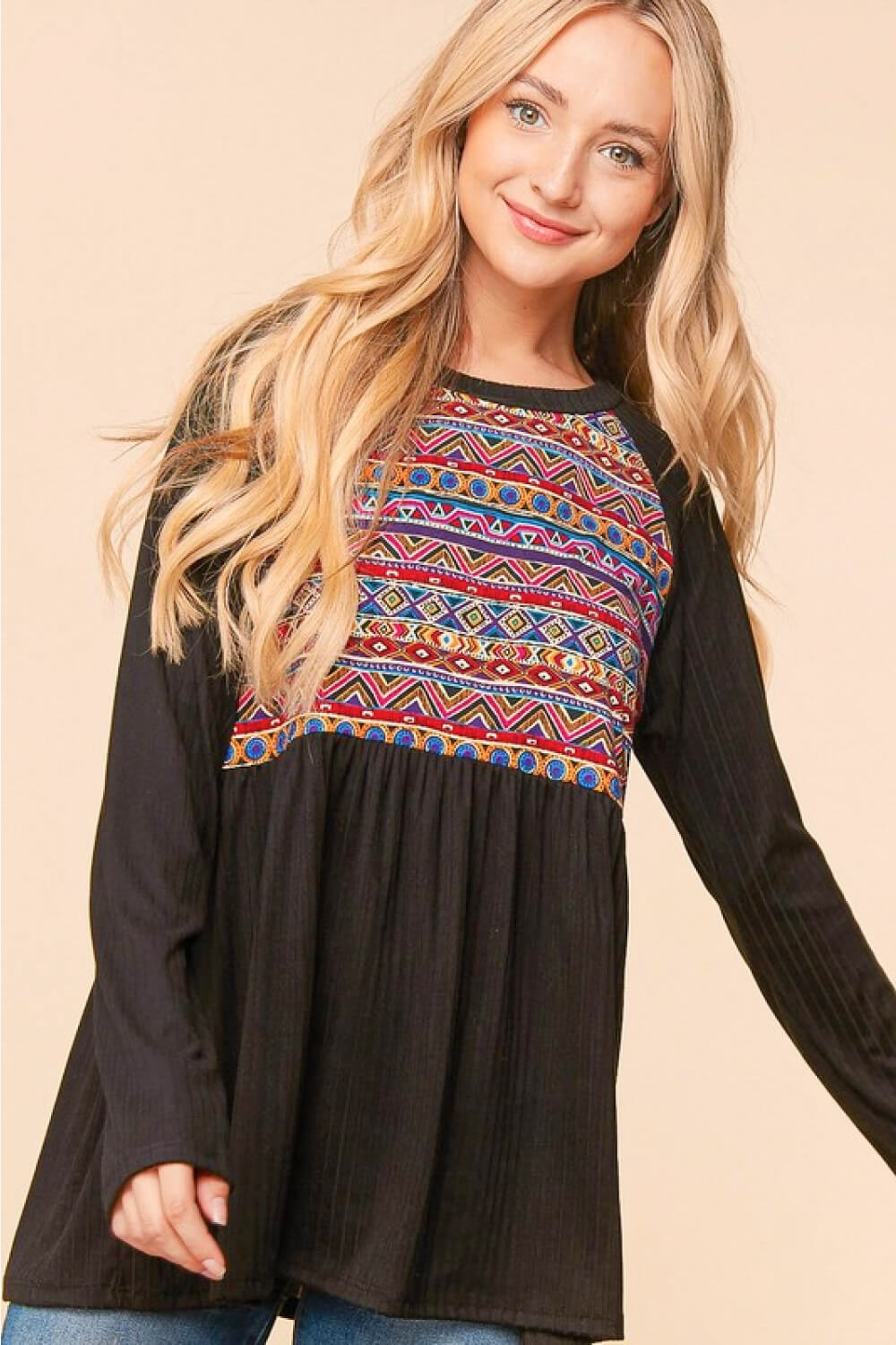 Haptics Full Size Bohemian Raglan Sleeve Top