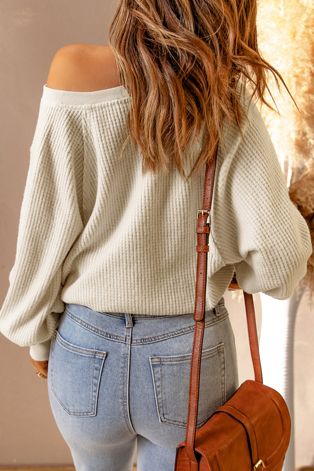 Snap Front Raglan Sleeve Waffle-Knit Top