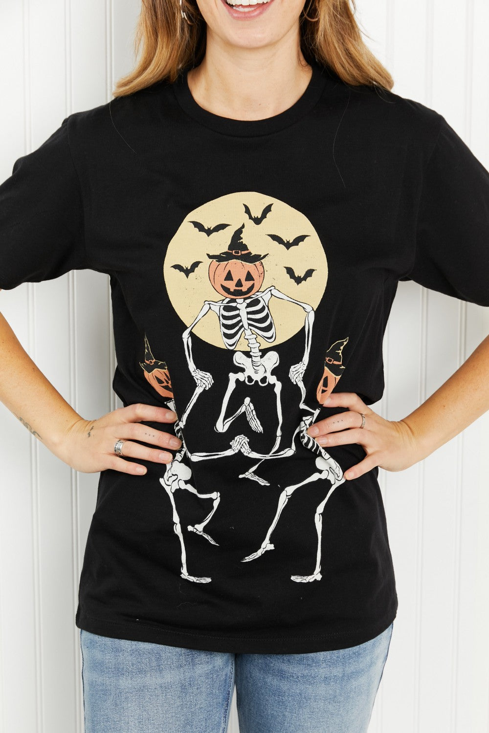 Lotus Fashion Halloween Dancing Skeletons Short Sleeve Tee Shirt