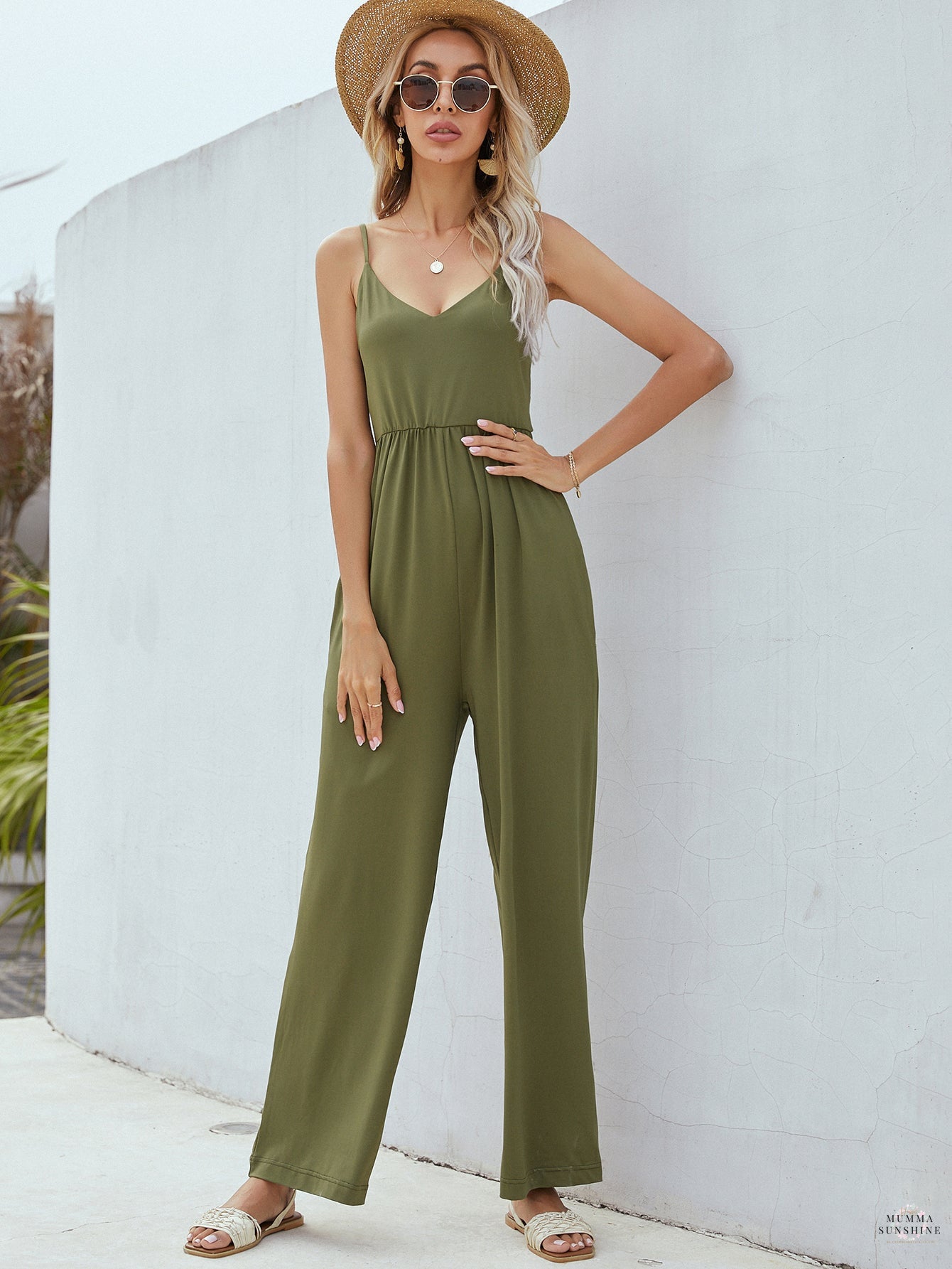 Adjustable Spaghetti Strap Jumpsuit with Pockets