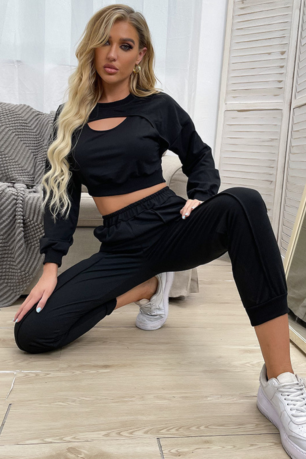 Cut Out Crop Top and Jogger Set