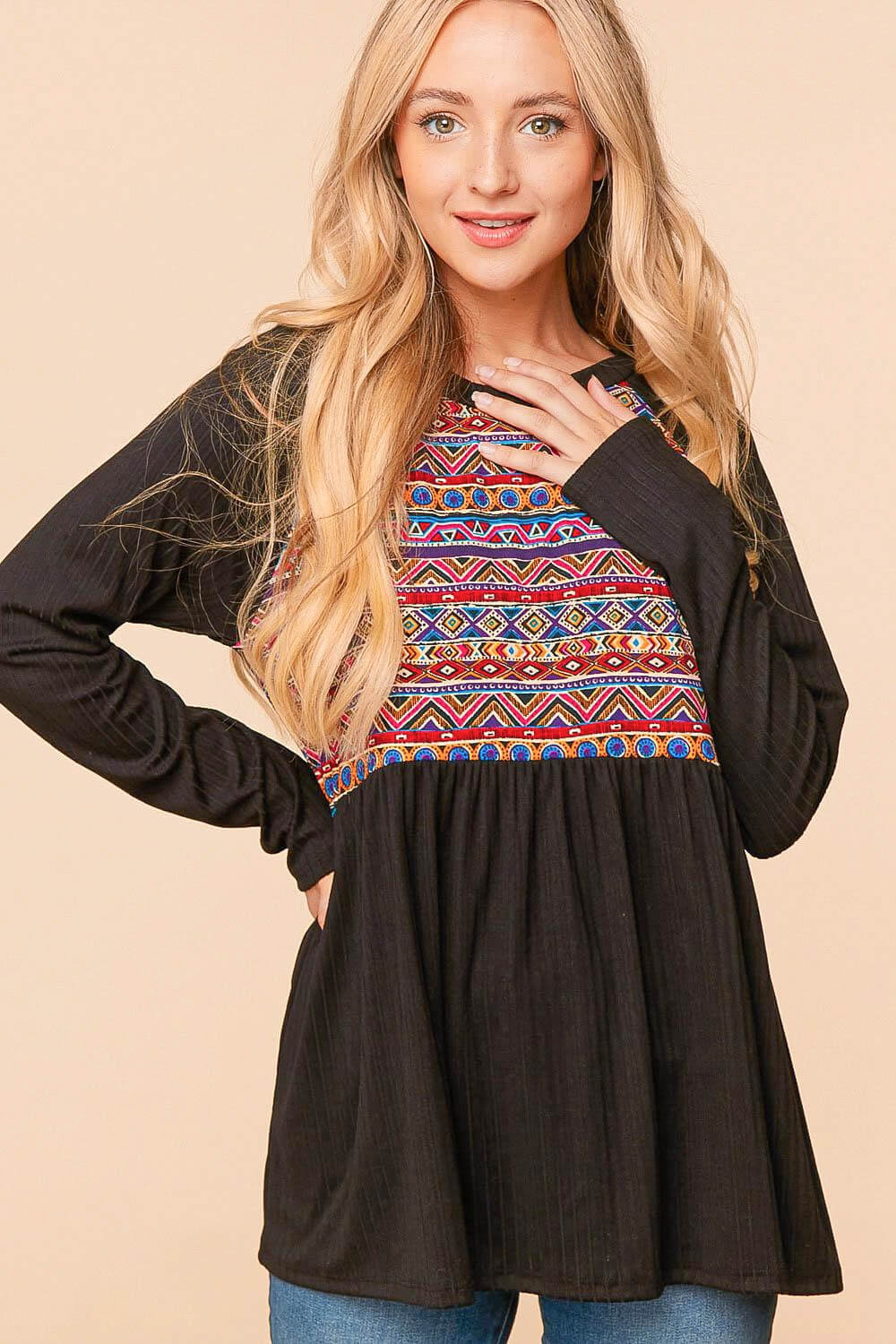 Haptics Full Size Bohemian Raglan Sleeve Top