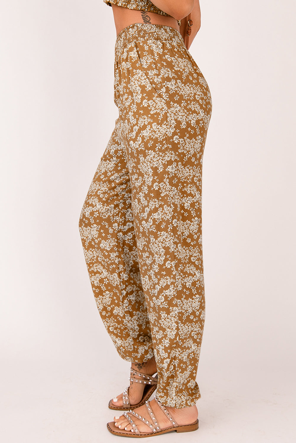 Floral Smocked Waist Pants
