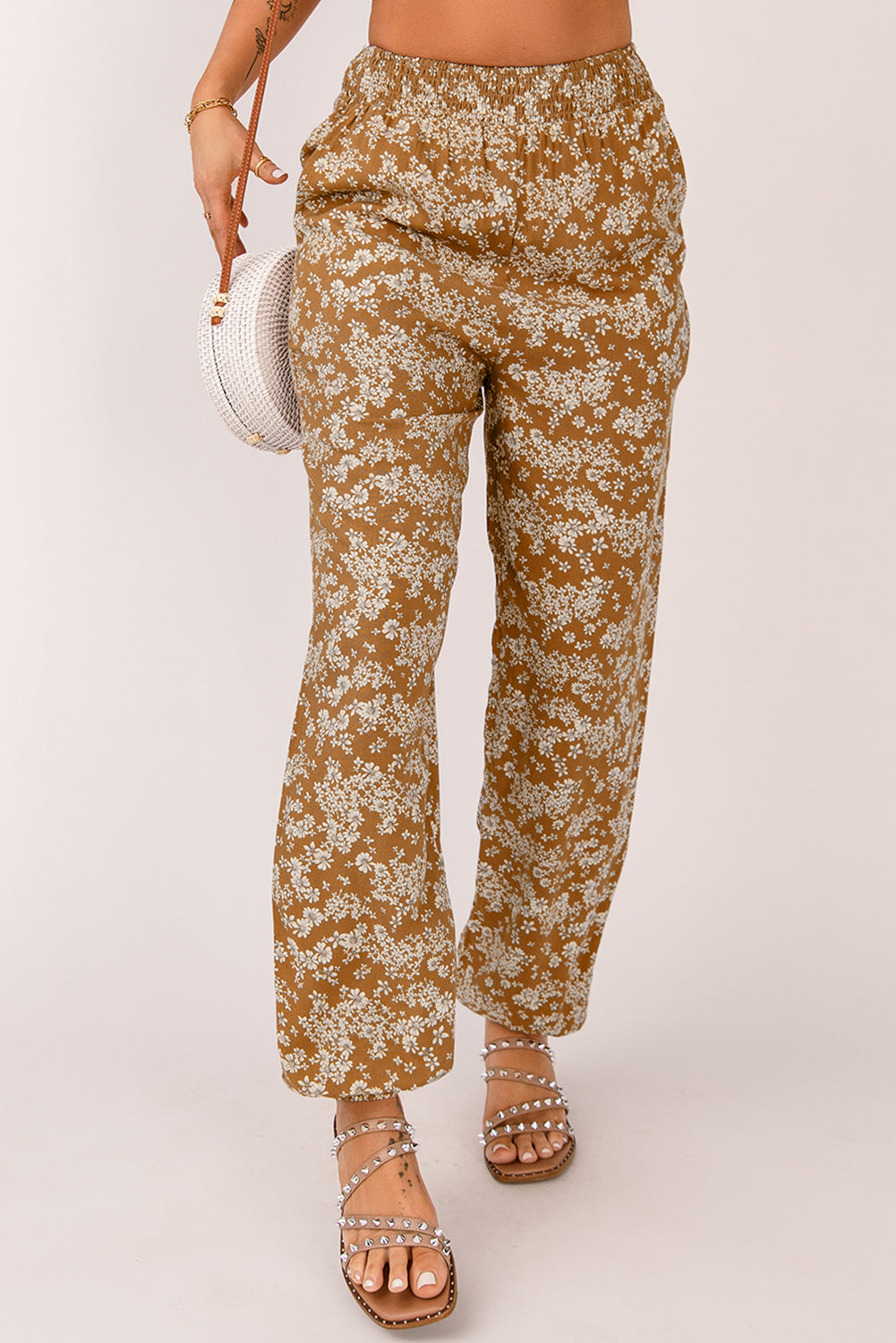 Floral Smocked Waist Pants