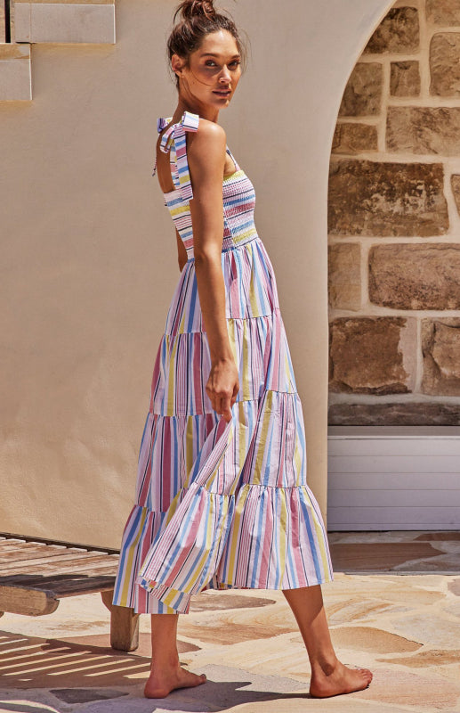 Women's Holiday Strap Strap Printed Long Dress