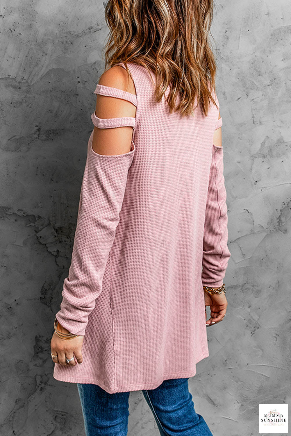Cutout Waffle Knit Tunic Top