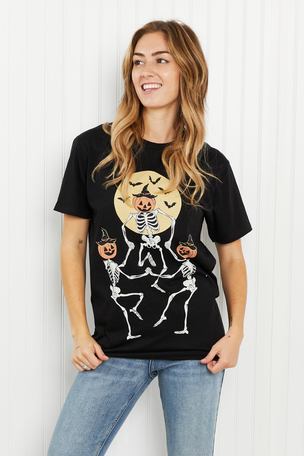 Lotus Fashion Halloween Dancing Skeletons Short Sleeve Tee Shirt