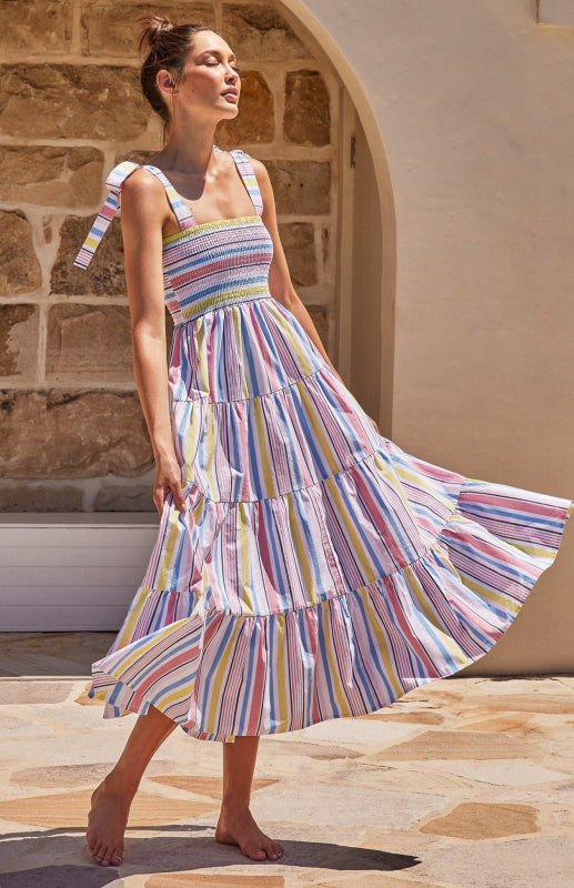 Women's Holiday Strap Strap Printed Long Dress