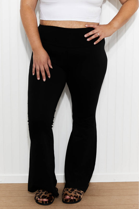 Zenana Let's Get Movin' Full Size Raw Hem Flared Yoga Pants