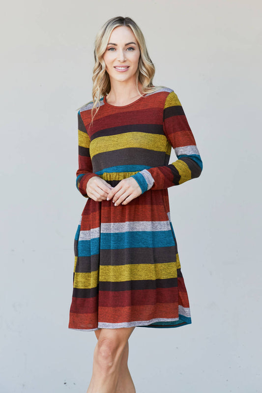 Heimish Full Size Striped Pleated Dress