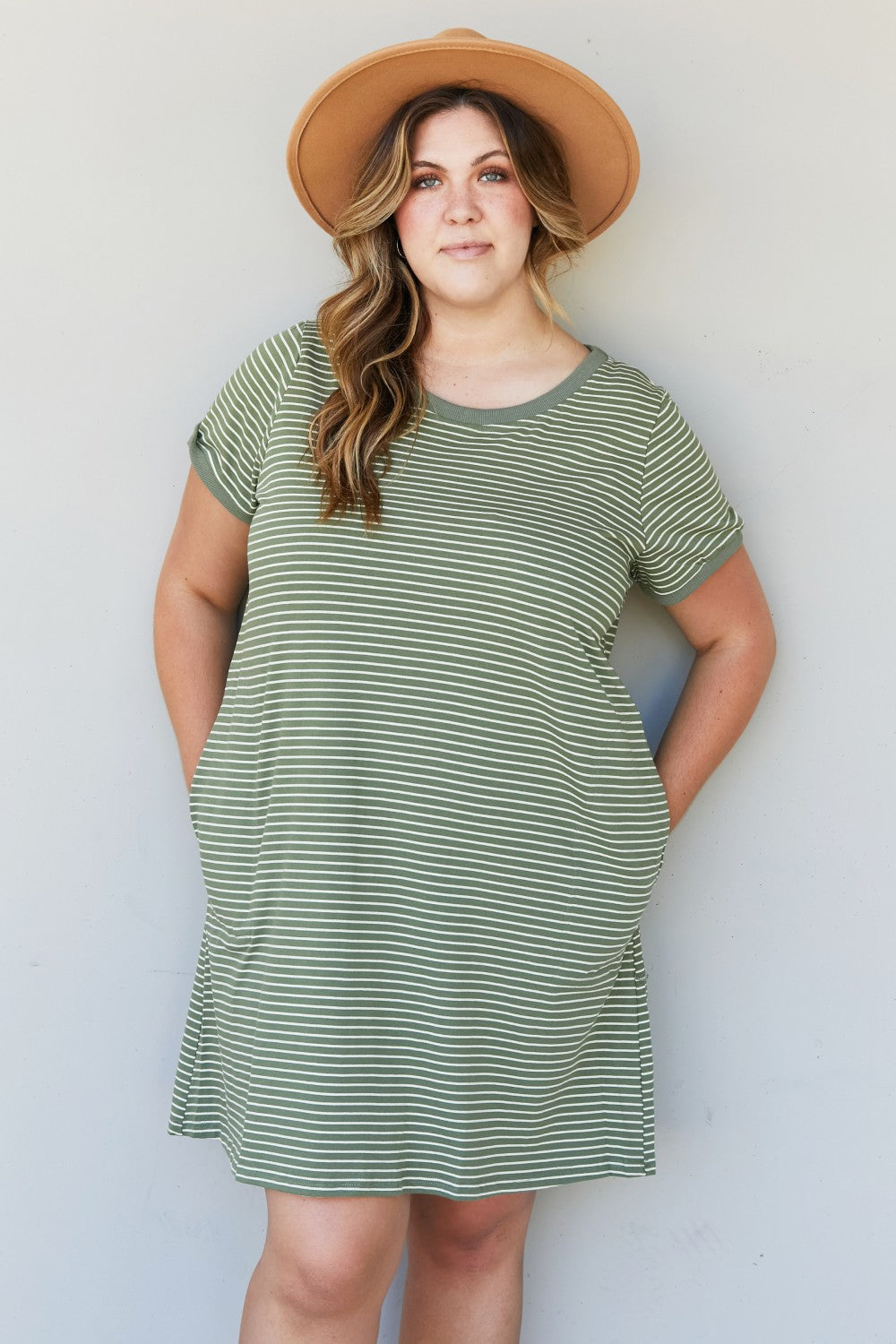 Cotton Bleu Simplicity is Best Full Size Striped T-Shirt Dress