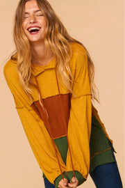 Haptics Color Block Side Slit Exposed Seam Hoodie