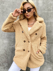 Buttoned Longline Sherpa Jacket
