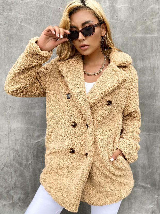 Buttoned Longline Sherpa Jacket