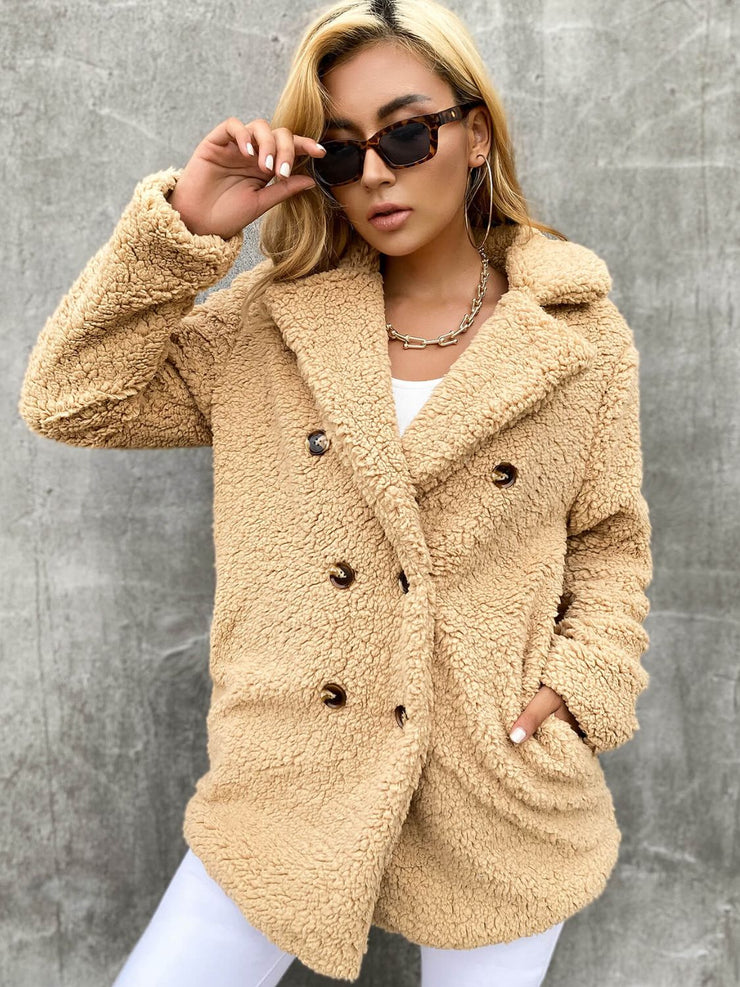 Buttoned Longline Sherpa Jacket