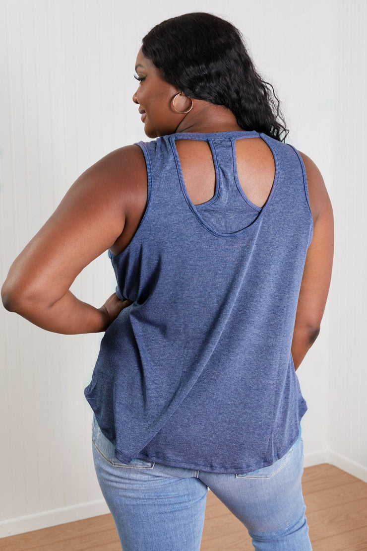 Sew In Love Never a Dull Moment Full Size Racerback Tank in Denim Color