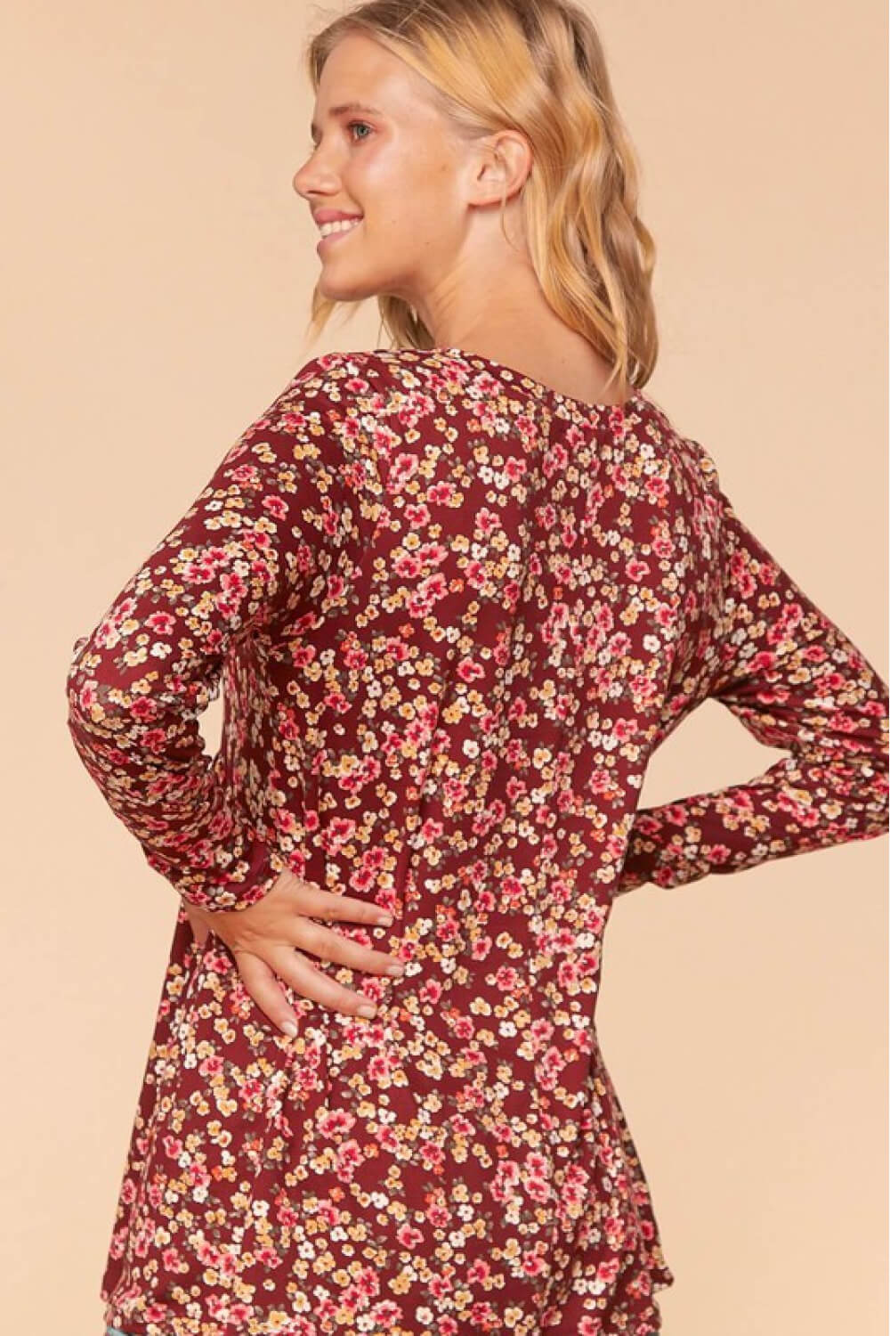 Haptics Full Size Floral Tunic Blouse