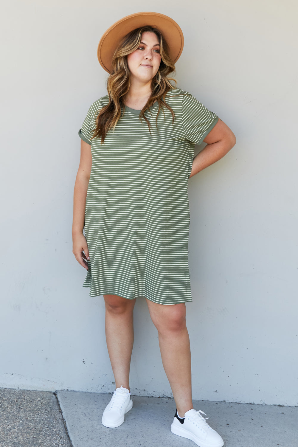 Cotton Bleu Simplicity is Best Full Size Striped T-Shirt Dress