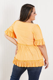 Hailey & Co Our Song Full Size Ruffled Babydoll Top
