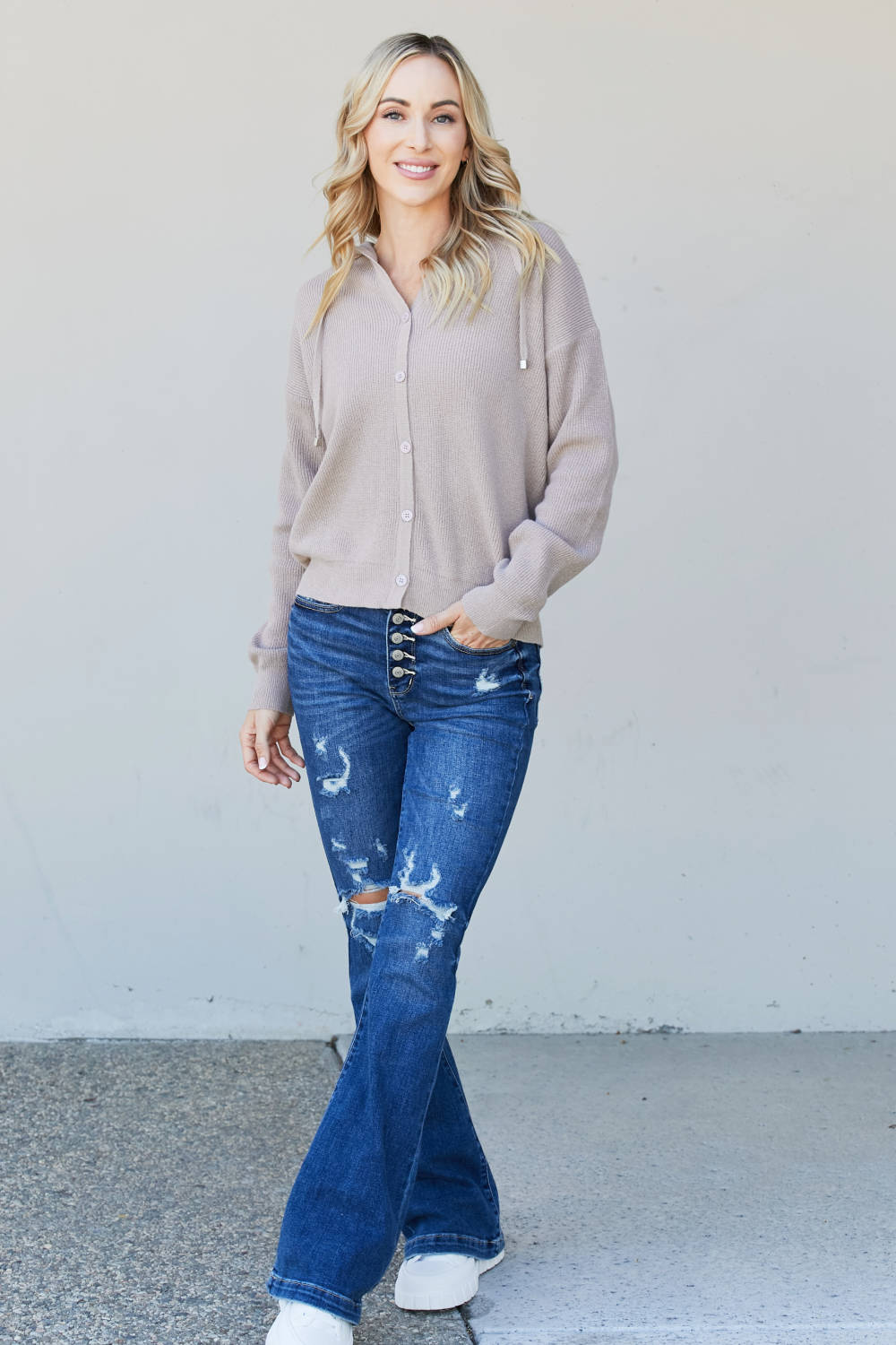 Heimish Apple Crisp Full Size Hooded Cardigan