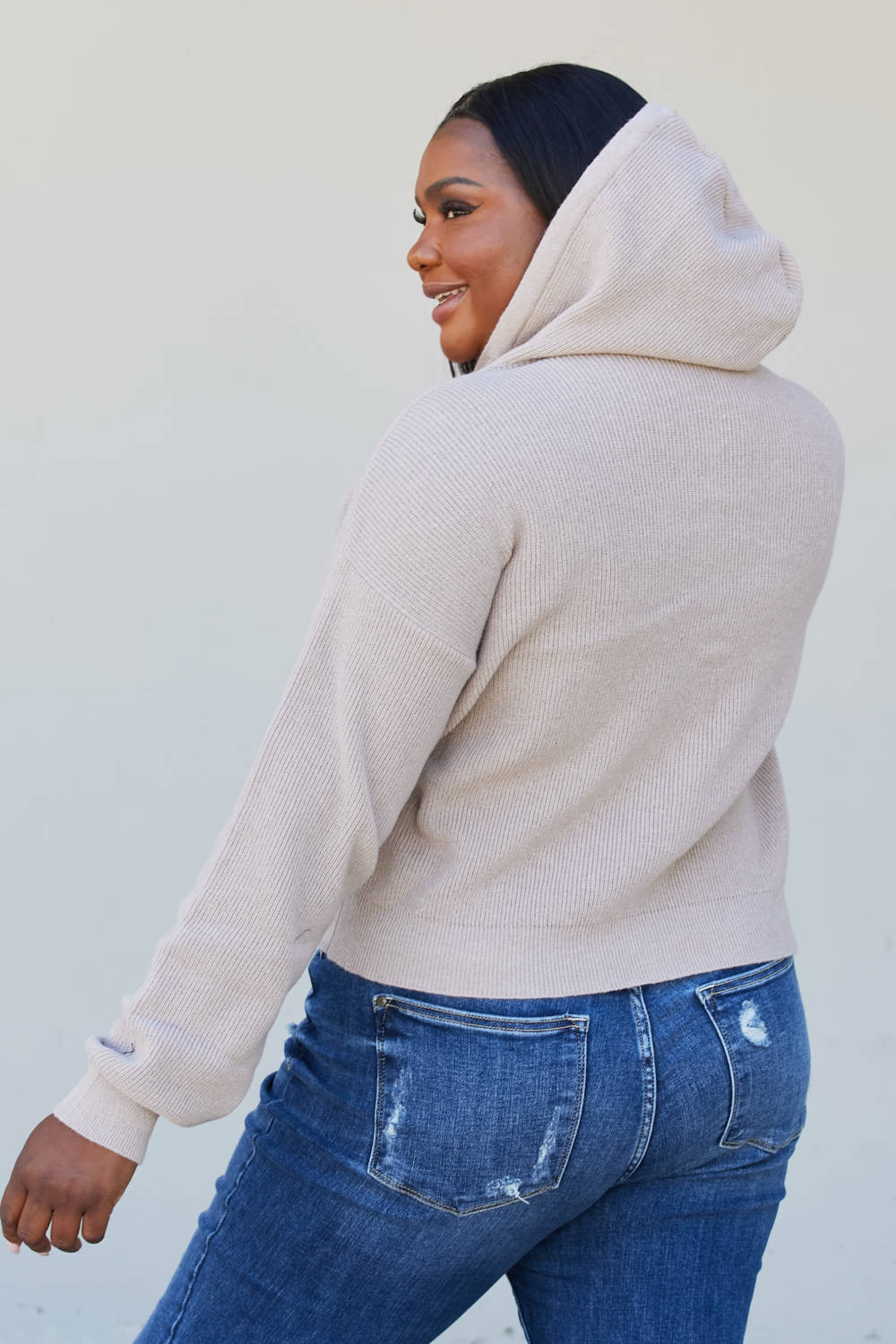 Heimish Apple Crisp Full Size Hooded Cardigan