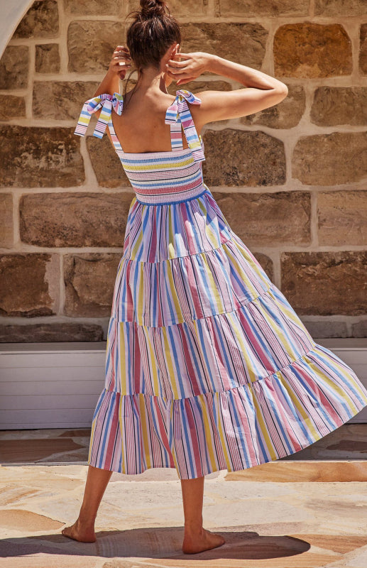 Women's Holiday Strap Strap Printed Long Dress