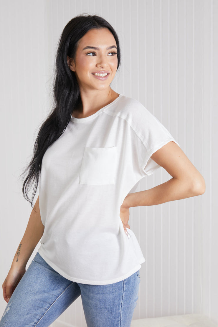 Sew In Love Stay and Chat Love Full Size Pocket Tee in Ivory