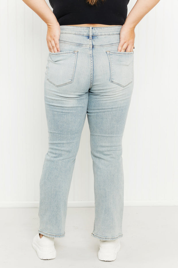 Judy Blue Journey Full Size High-Waisted Distressed Straight Jeans