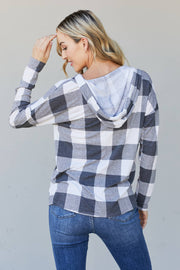 Sew In Love Full Size Plaid Drawstring Hoodie