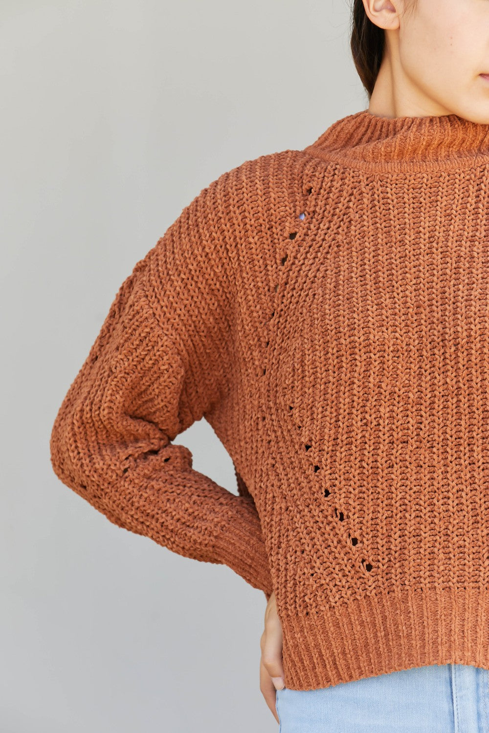 HYFVE That Look Pointelle Knit Sweater
