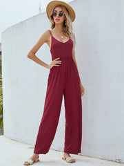Adjustable Spaghetti Strap Jumpsuit with Pockets