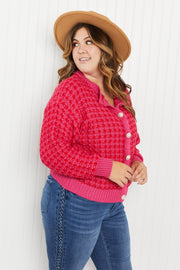 Andree by Unit London Life Full Size Tweed Cardigan in Hot Pink