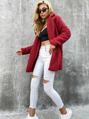 Buttoned Longline Sherpa Jacket
