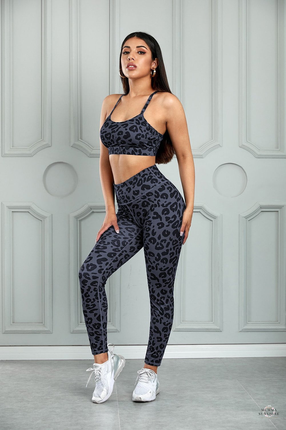 Leopard Sports Crop and Leggings Set