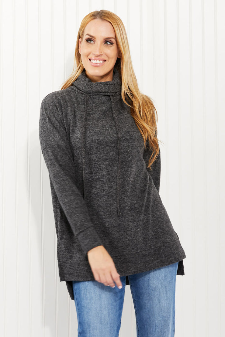 Zenana Full Size Brushed Funnel Neck Sweater