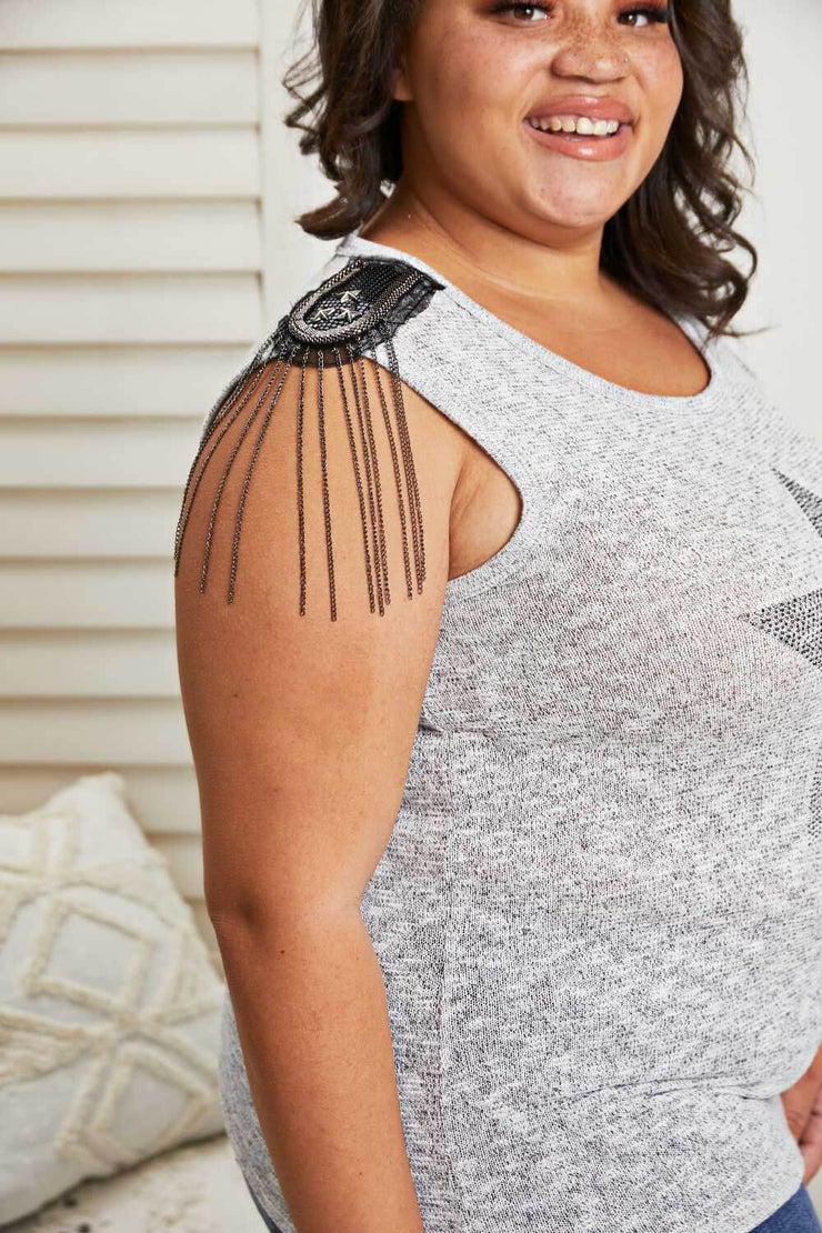 Vocal Starlit Night Chain Detail Sleeveless Tee