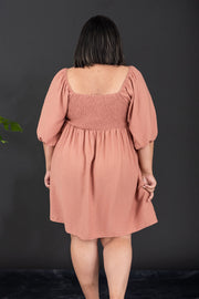 GeeGee I Promise Full Size Puff Sleeve Dress