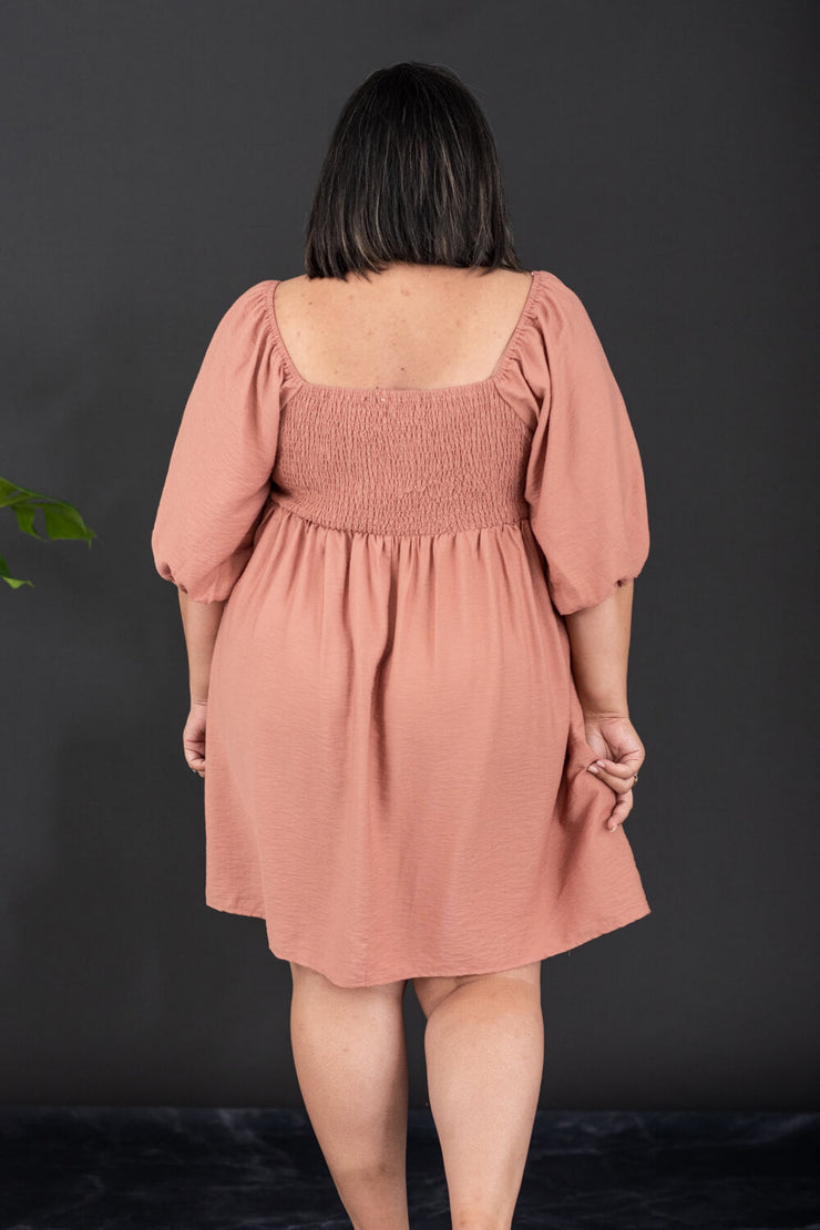 GeeGee I Promise Full Size Puff Sleeve Dress