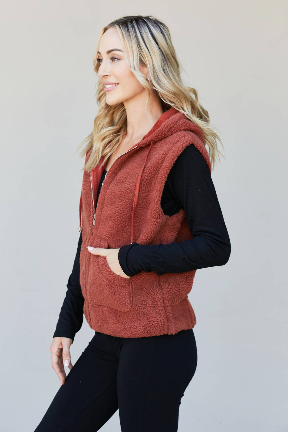 Heimish Full Size Sherpa Zip-Up Vest