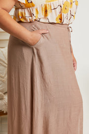 Sweet Lovely by Jen Full Size Leaps and Bounds Slit Maxi Skirt in Mocha