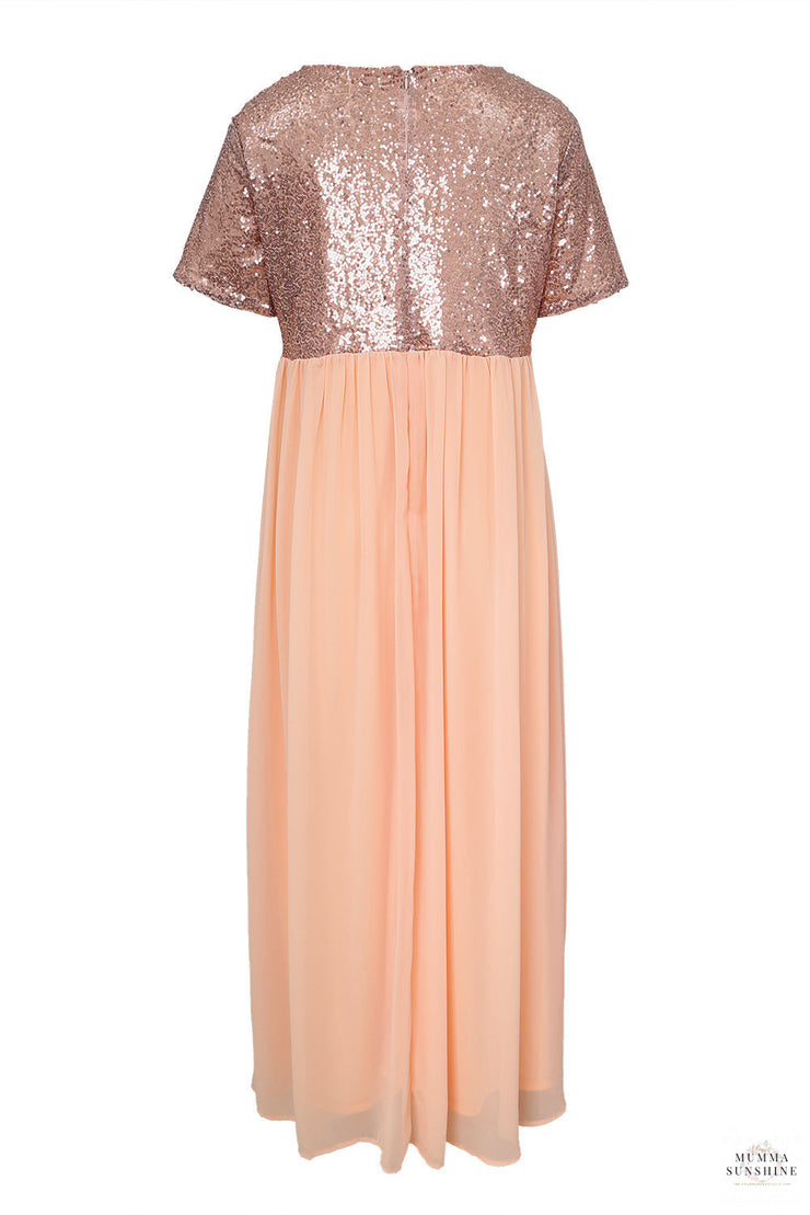 Plus Size Sequined Spliced Maxi Dress