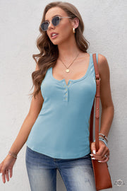 Scoop Neck Button Tank Top