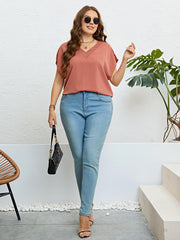 V-Neck Short Sleeve Blouse