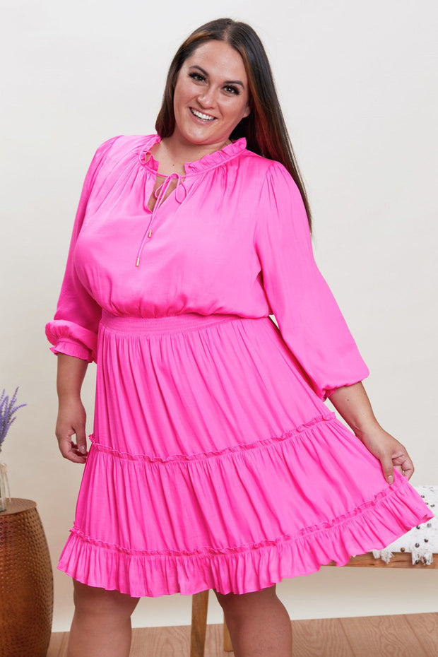 Skies Are Blue Making Waves Full Size Tiered Mini Dress