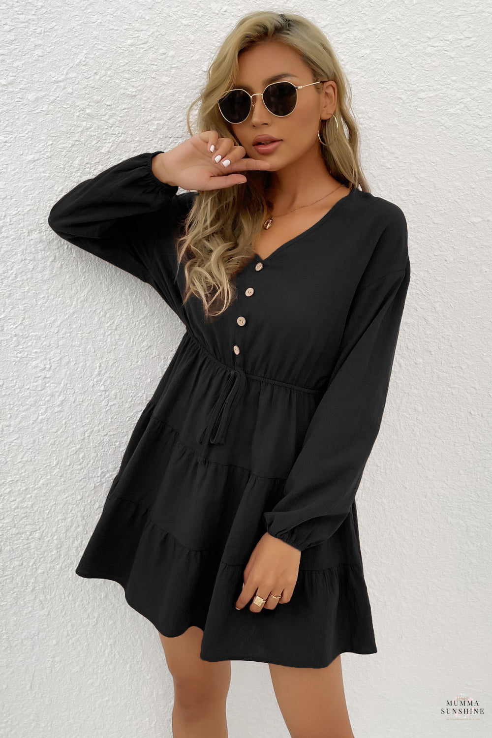 Tie Front Tiered Mini Dress