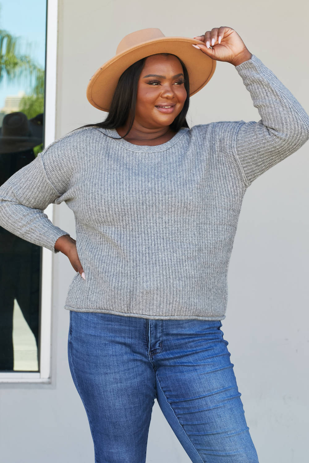 Sew In Love Full Size Raw Seam Sweater