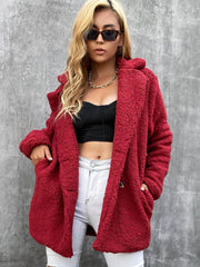 Buttoned Longline Sherpa Jacket