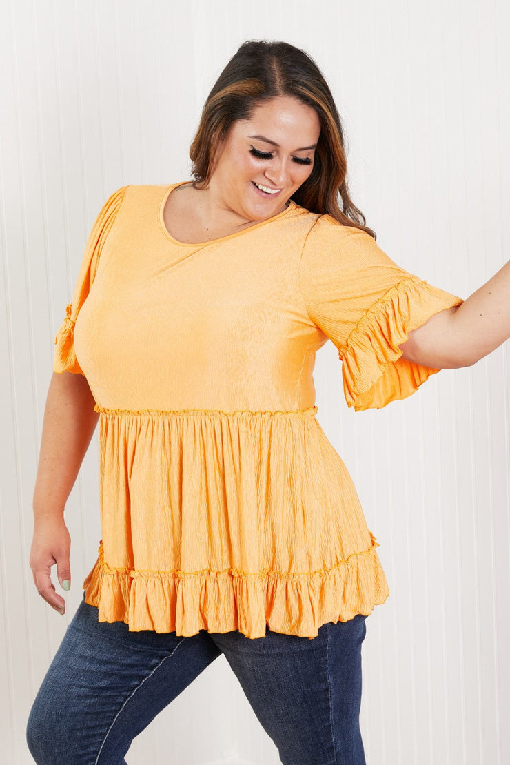 Hailey & Co Our Song Full Size Ruffled Babydoll Top